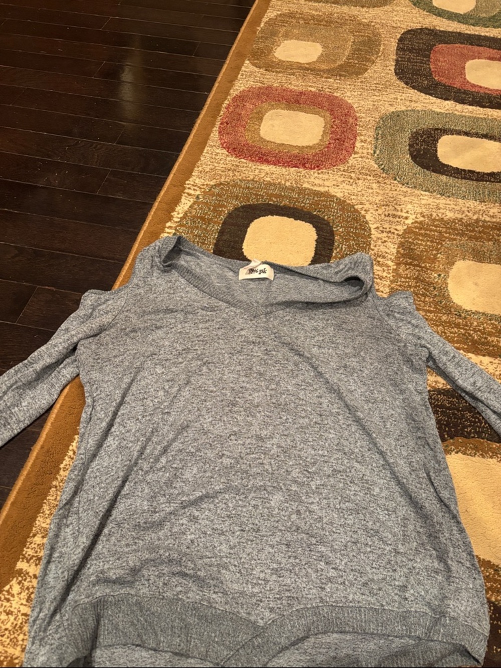 Free People Heathered Light Blue Gray Pullover Sweatshirt